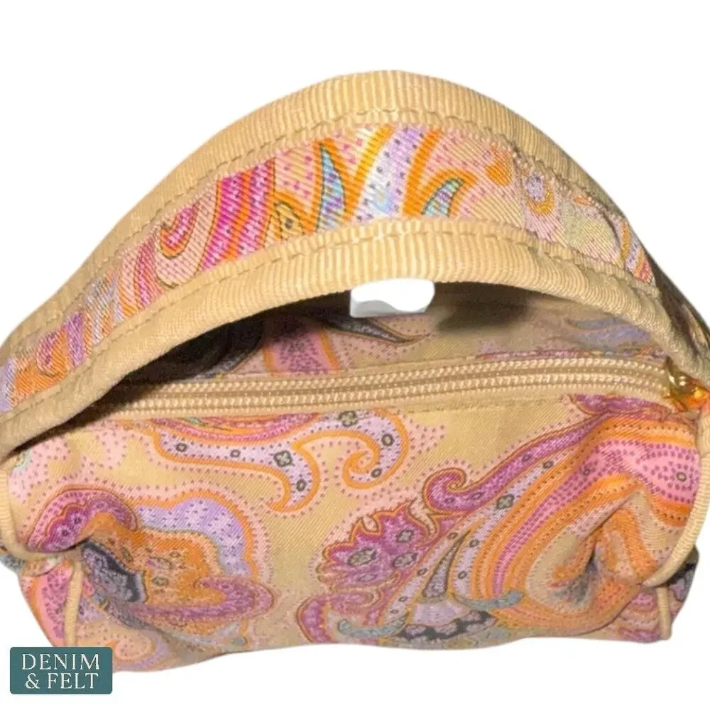 Etro Paisley Mini Zip Pouch Cosmetic‎ Bag Boho Festival Y2K Luxe Travel Designer